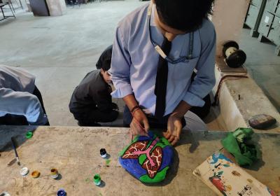 Stone Painting Activity for TB-Free India Awareness